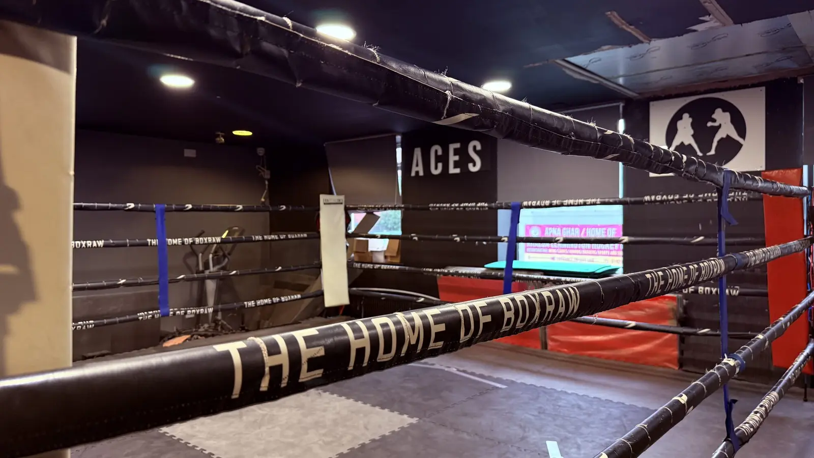 Boxing ring inside ACES gym